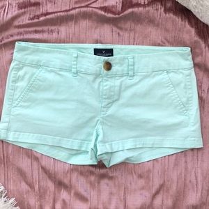 🧡AEO Stretch Shortie Shorts Seafoam/Mint